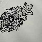 Chrome Hearts 26SS Fashion Sanskrit Cross Printed Short Sleeve Unisex Casual Loose T-shirt
