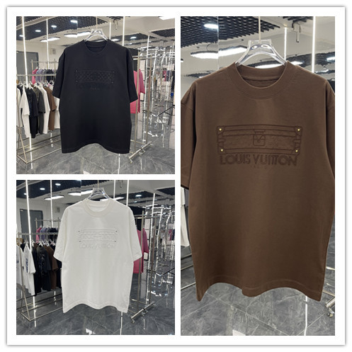 Louis Vuitton 26SS Fashion Embroidered Logo Short Sleeve Unisex Casual Versatile T-shirt