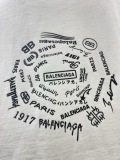 Balenciaga 26SS Personalized Multi Logo Printed Short Sleeve Unisex Casual Loose T-shirt