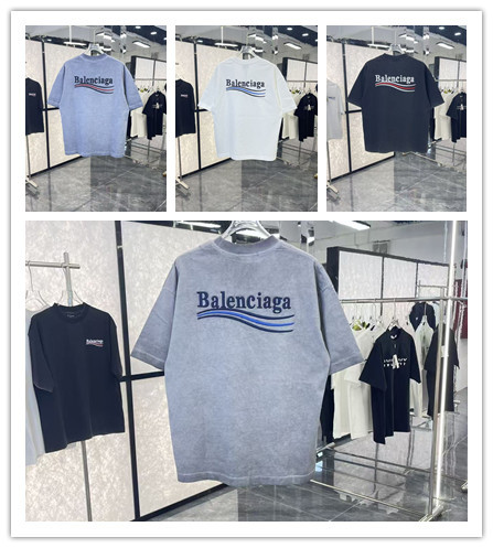 Balenciaga Fashion Embroidered Logo Short Sleeve Unisex Casual Oversize T-shirt