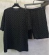 Louis Vuitton Classic Full Plush Logo Printed Short Sleeve Unisex Casual Loose Shorts Set