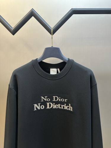 Dior Classic Embroidered Logo Round Neck Hoodie Couple Versatile Casual Sweatshirt