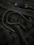 Louis Vuitton Classic Full Plush Logo Printed Short Sleeve Unisex Casual Loose Shorts Set