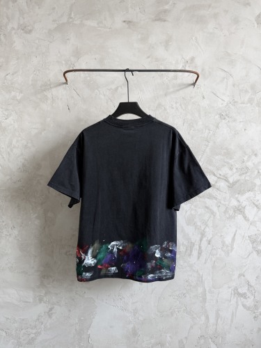 Balenciaga 26SS Fashion Graffiti Embroidered Logo Short Sleeve Unisex Casual Washed T-shirt