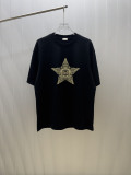 Dior Classic Star Logo Printed Short Sleeve Unisex Casual Versatile T-shirt