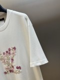 Louis Vuitton Fashion Ribbon Cherry Blossoms Round Neck T-Shirt Couple Versatile Casual Short Sleeves