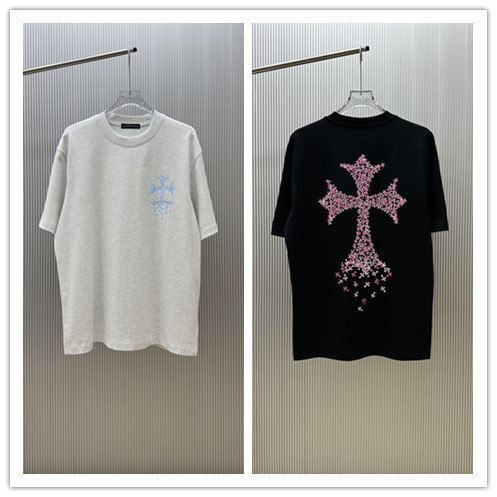 Chrome Hearts Fashion Cross Print Short Sleeve Unisex Casual Versatile T-shirt