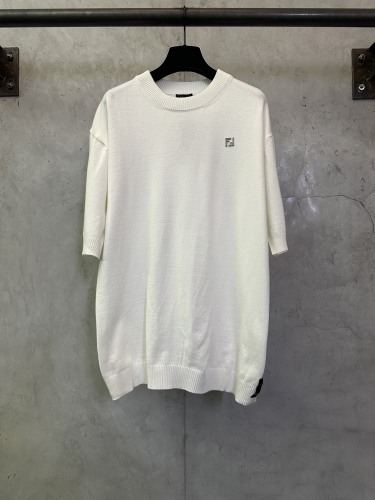 Fendi New Couple Classic FF Casual Versatile Wool Knitted Short Sleeve