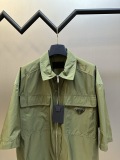 Prada Classic Triangle Logo Nylon Short Sleeve Shirt Casual Zipper Short Sleeve