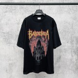 Balenciaga Classic Paris Sacred Heart Cathedral Printed Casual Round Neck Short Sleeve T-shirt