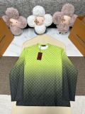 Gucci Fashion Full GG Print Gradient Versatile Round Neck Long Sleeve T-shirt