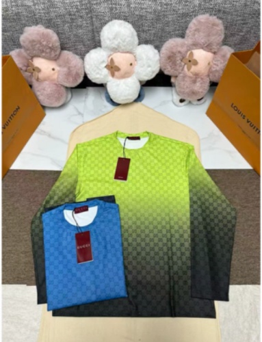 Gucci Fashion Full GG Print Gradient Versatile Round Neck Long Sleeve T-shirt