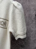 Dior Women's Fashion Versatile Logo Jacquard Short Sleeve Knitted Shirt
