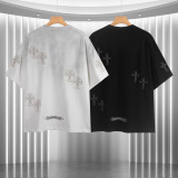 Chrome Hearts 26SS Classic Patchwork Embroidered Cross Short Sleeve Unisex Casual Washed T-shirt