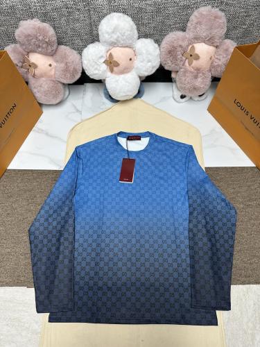 Gucci Fashion Full GG Print Gradient Versatile Round Neck Long Sleeve T-shirt