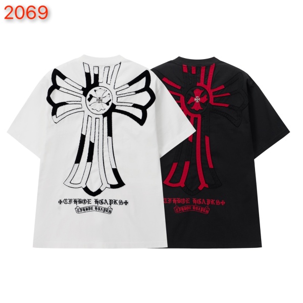 Chrome Hearts 26SS Classic Patchwork Embroidered Short Sleeve Unisex Casual Washed T-shirt