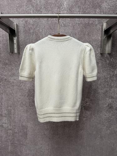 Dior Women's Fashion Versatile Logo Jacquard Short Sleeve Knitted Shirt