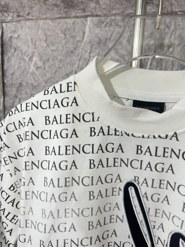 Balenciaga 26ss Couple Fashion Full Logo Printed Embroidered Short Sleeve T-shirt