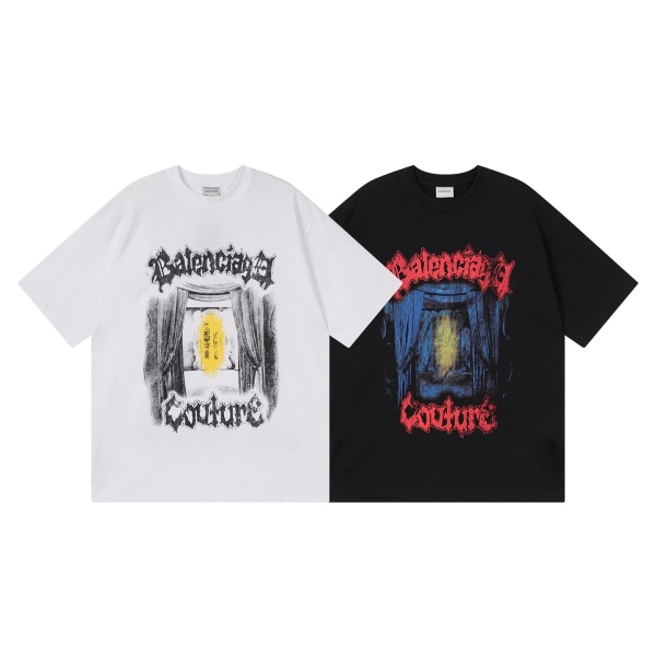 Balenciaga 26SS High Street Logo Printed Short Sleeves Unisex Casual Oversize T-shirt