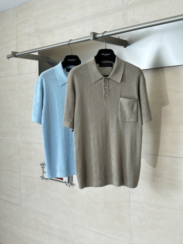 Louis Vuitton 26SS Fashion Mesh Hollow Logo Short Sleeve Knitted PoLo Shirt
