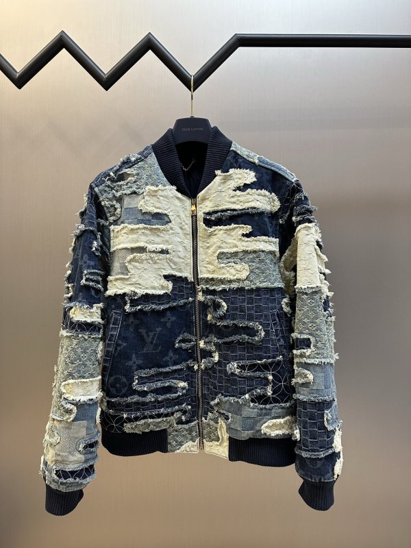 Louis Vuitton New High Street Spliced Cowboy Pilot Jacket Casual Zipper Coat