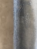 Chrome Hearts New Fashion Diamond Cross Jeans Graffiti Washed Crooked Pants