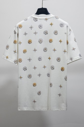 Louis Vuitton Fashion Full Flower Logo Printed T-shirt Unisex Loose Casual Short Sleeve