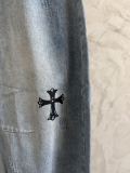 Chrome Hearts New Fashion Diamond Cross Jeans Graffiti Washed Crooked Pants