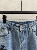 Chrome Hearts New Fashion Diamond Cross Jeans Graffiti Washed Crooked Pants