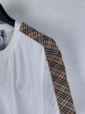 Burberry Classic Embroidered War Horse Plaid Splicing T-shirt Unisex Loose Casual Short Sleeve