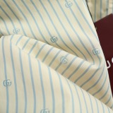 Gucci Unisex Fashion Embroidery GG Stripe Casual Versatile Short Sleeve Shirt