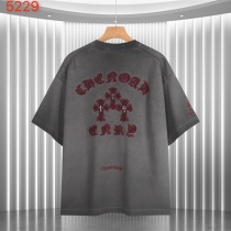 Chrome Hearts 26SS High Street Patchwork Embroidered T-shirt Unisex Versatile Washed Short Sleeve