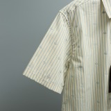 Gucci Unisex Fashion Embroidery GG Stripe Casual Versatile Short Sleeve Shirt