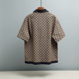 Gucci Classic Full Logo Printed Contrast Splicing Short Sleeve Shirt
