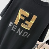 Fendi 26SS Fashion Embroidery LogoT girl Unisex Versatile Loose Short Sleeve