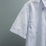 Gucci Unisex Fashion Embroidery GG Stripe Casual Versatile Short Sleeve Shirt