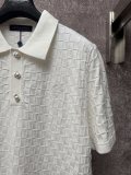 Louis Vuitton 26SS Fashion Embroidered Logo Checkerboard Knitted Polo Shirt