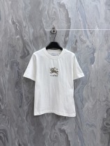 Burberry Fashion Embroidered Flower Warrior Horse Short Sleeve Women's Casual Round Neck T-shirt