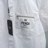 Fendi Unisex Fashion Logo Printed Zipper Pocket Short Sleeve Shirt