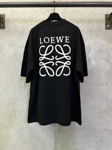 Loewe Fashion Embroidered Golden Toad Logo T-shirt Unisex Casual Versatile Short Sleeve