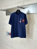 Louis Vuitton Fashion Embroidered Round Neck Short Sleeve Couple Casual Loose T-shirt