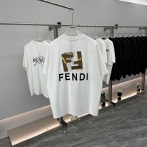 Fendi 26SS Fashion Embroidery LogoT girl Unisex Versatile Loose Short Sleeve