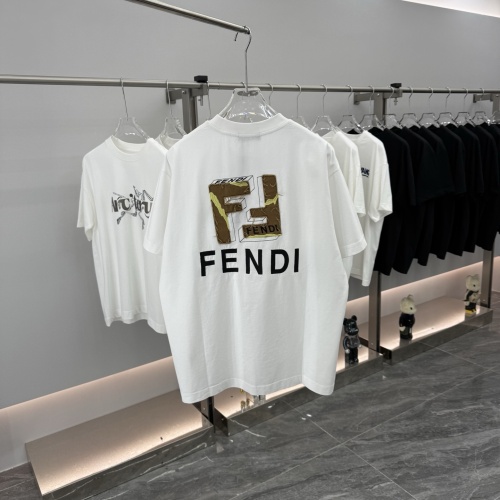 Fendi 26SS Fashion Embroidery LogoT girl Unisex Versatile Loose Short Sleeve