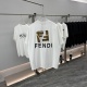 Fendi 26SS Fashion Embroidery LogoT girl Unisex Versatile Loose Short Sleeve