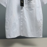Fendi Unisex Fashion Logo Printed Zipper Pocket Short Sleeve Shirt