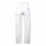 Prada Classic Fashion Leather Triangle Logo Work Pants Couple Versatile Wide Leg Pants