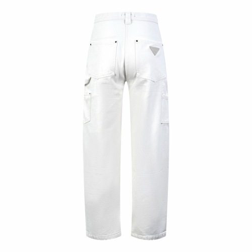Prada Classic Fashion Leather Triangle Logo Work Pants Couple Versatile Wide Leg Pants