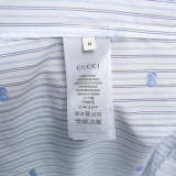 Gucci Unisex Fashion Embroidery GG Stripe Casual Versatile Short Sleeve Shirt