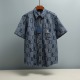 Louis Vuitton Unisex Fashion Embroidered Logo Checkered Denim Shirt