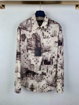 Louis Vuitton 26SS Fashion Full Print Casual Mulberry Silk Long Sleeve Shirt